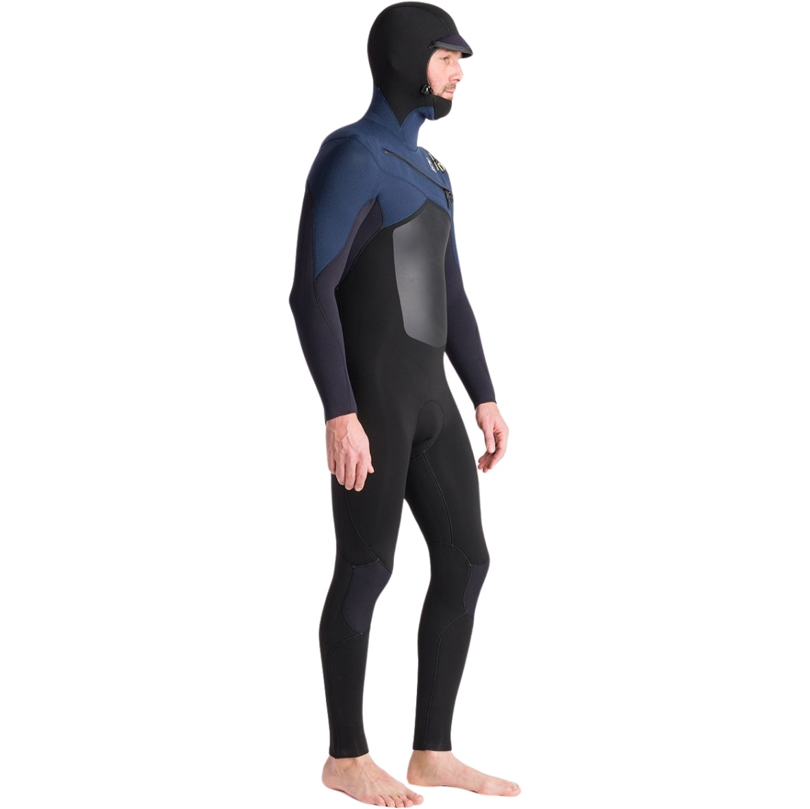 2025 C-Skins Hombres NuWave ReWired 5/4mm Chest Zip Con Capucha Neopreno C-NRW54MH - Black / Black X / Bluestone X